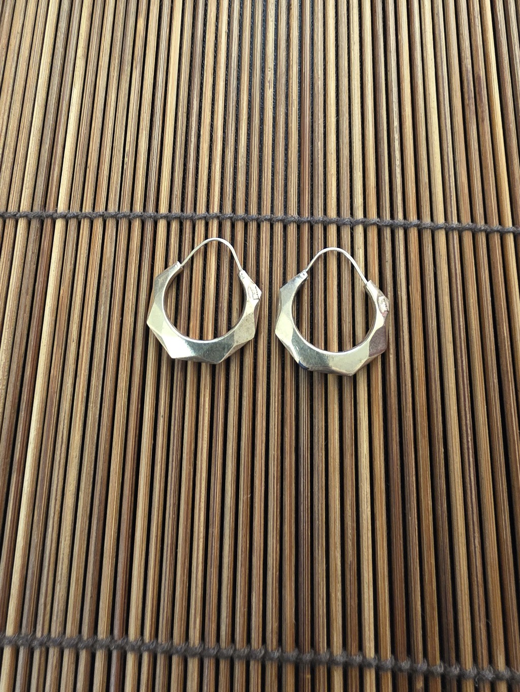 14k Faceted Yellow Gold Hoop Earrings (Vintage)
